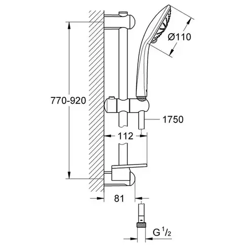 Душевой гарнитур с мыльницей темный графит матовый Grohe Euphoria 27226AL1 - almatherm.kz
