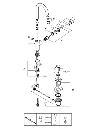 Смеситель кухни с донным клапаном Grohe BauEdge 23760000 - almatherm.kz