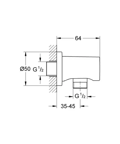 Подключение для душевого шланга темный графит глянец Grohe Rainshower 27057A00 - almatherm.kz