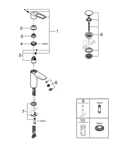 Смеситель раковины Grohe Eurosmart 23981003 - almatherm.kz