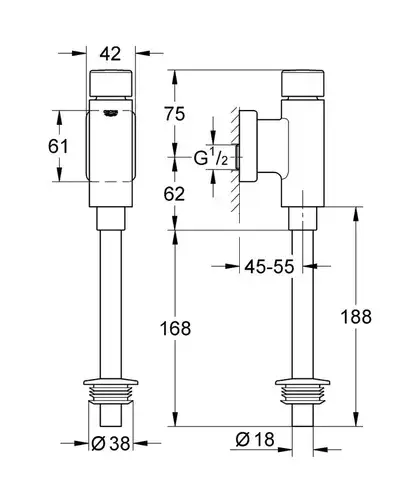Смывное устройство для писсуара Grohe Rondo 37346000 - almatherm.kz