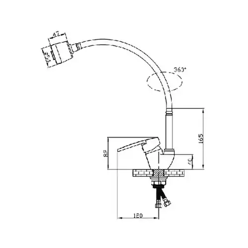 Смеситель кухни гибкий излив Divic DV 33-4-M - almatherm.kz
