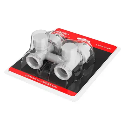 Узел нижнего подключения радиатора прямой 1/2"х3/4" EK белый Royal Thermo Design - almatherm.kz
