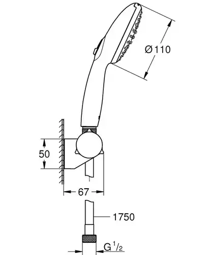 Душевой гарнитур 2 режима хром Grohe Tempesta 110 27601003 - almatherm.kz