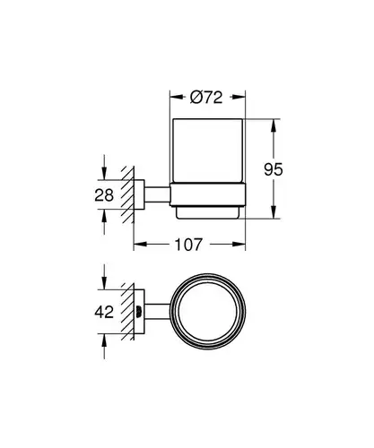 Стакан для зубных щеток с держателем хром Grohe Essentials Cube 40755001 - almatherm.kz