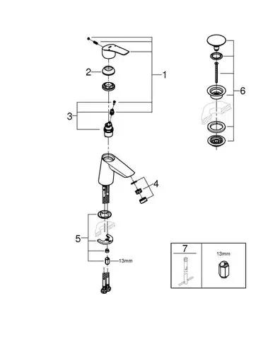 Смеситель раковины с донным клапаном Grohe Eurosmart 23968003 - almatherm.kz