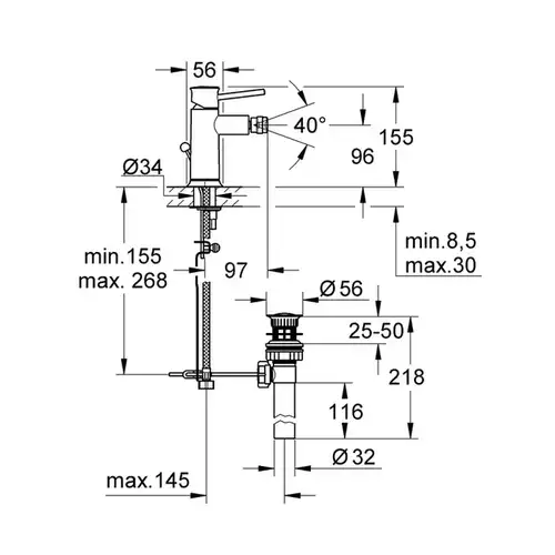 Смеситель биде Grohe BauClassic 32864000 - almatherm.kz