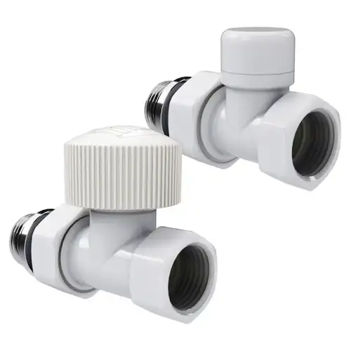 Комплект клапанов радиаторных термостатических прямой 1/2" белый Design Royal Thermo - almatherm.kz