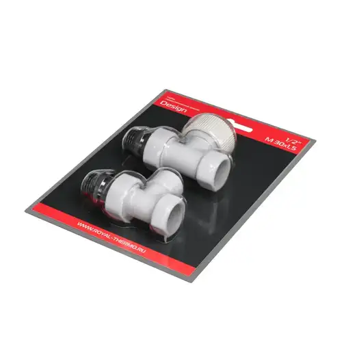 Комплект клапанов радиаторных термостатических прямой 1/2" белый Design Royal Thermo - almatherm.kz
