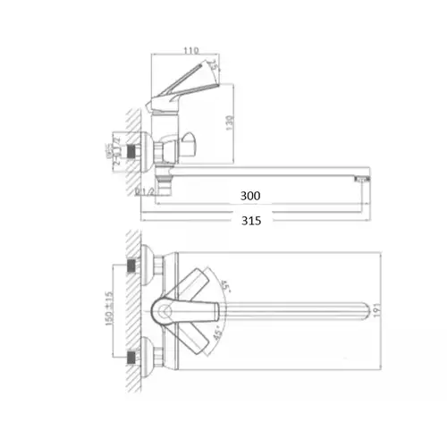 Смеситель ванны бетон Daiva DA 10-7 B - almatherm.kz