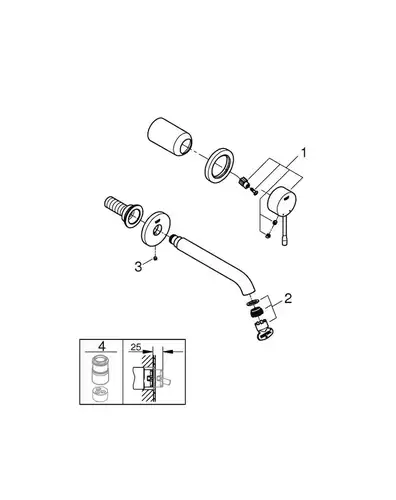 Смеситель раковины настенного монтажа хром Grohe Essence 19408001 - almatherm.kz