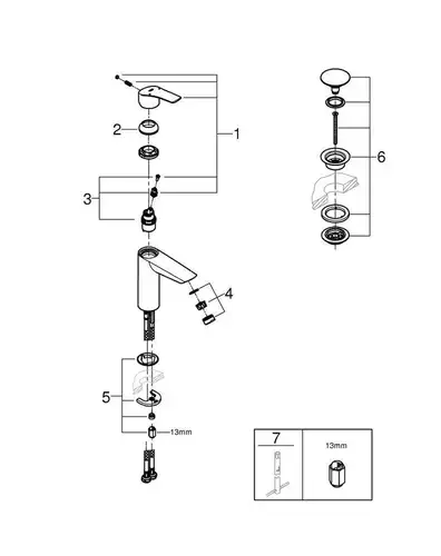 Смеситель раковины с донным клапаном Grohe Eurosmart 23923003 - almatherm.kz
