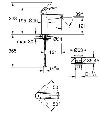Смеситель раковины с донным клапаном Grohe Eurosmart 23923003 - almatherm.kz