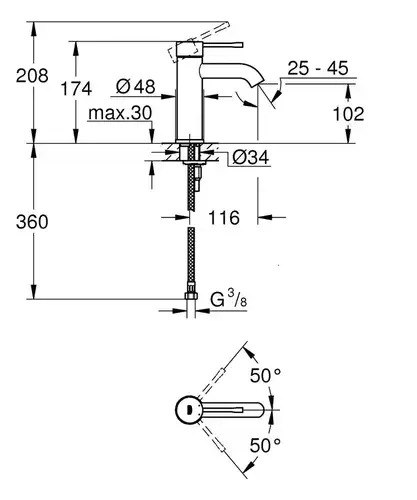 Смеситель раковины Grohe Essence+ 23590001 - almatherm.kz