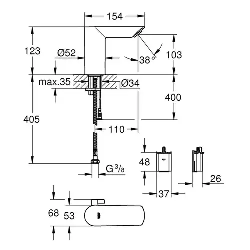 Смеситель раковины сенсорный Grohe Bau Cosmopolitan E 36451000 - almatherm.kz