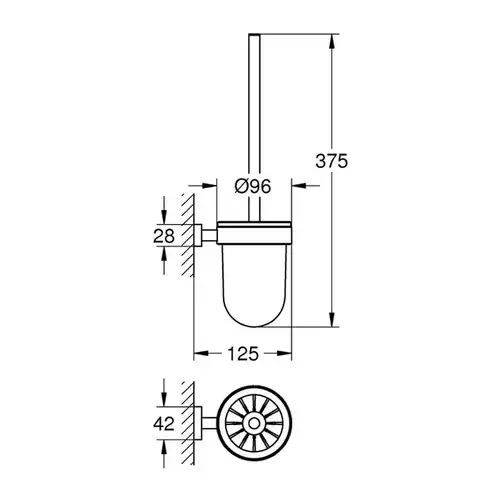 Ершик туалетный со стеклянной колбой Grohe Essentials Cube 40513001 - almatherm.kz