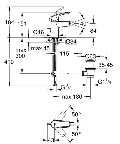 Смеситель биде размер S Grohe Eurosmart 32929003 - almatherm.kz