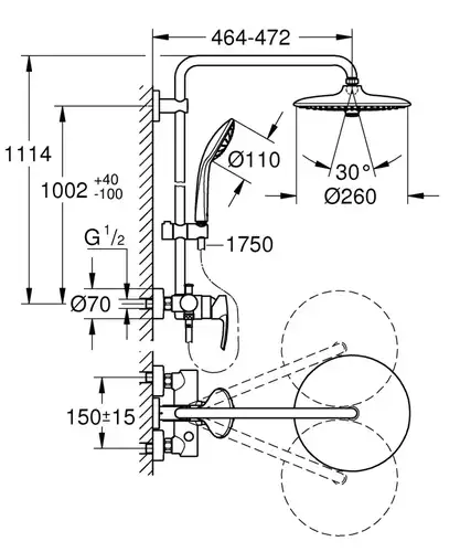 Душевая система Grohe Euphoria 260 27473002 - almatherm.kz