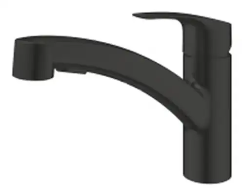 Смеситель кухни с выдвижной лейкой черный Grohe Eurosmart 303052431 - almatherm.kz