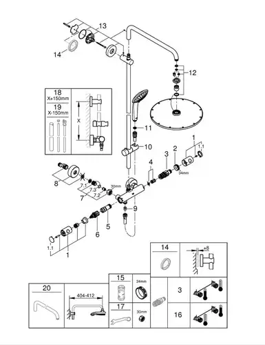 Душевая система с термостатом, тёмный графит матовый (26075AL0) Euphoria XXL 310 GROHE - almatherm.kz