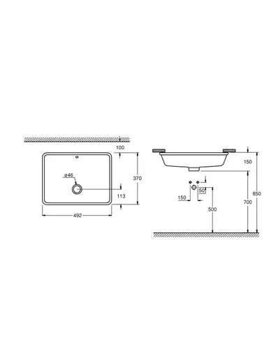 Раковина встраиваемая 50 с переливом Grohe Cube Ceramic 3948000H - almatherm.kz