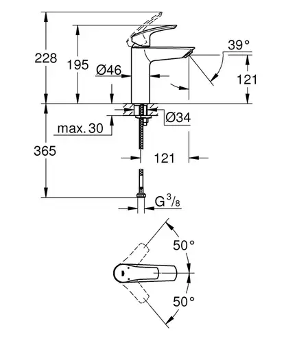 Смеситель раковины Grohe Eurosmart 23324003 - almatherm.kz