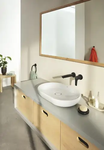Смеситель раковины настенного монтажа черный матовый размер M Grohe Eurosmart 293382433 - almatherm.kz