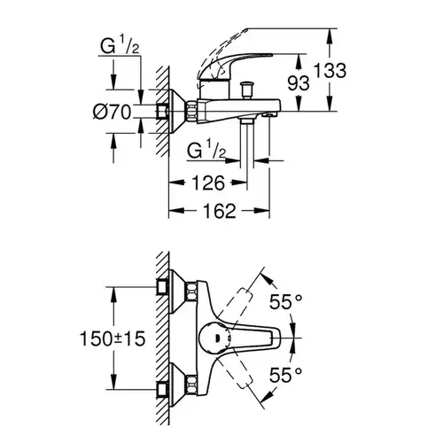 Смеситель ванны OHM Grohe BauCurve - almatherm.kz