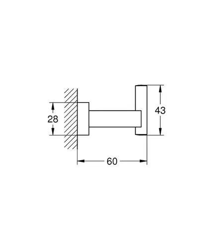 Крючок для банного халата хром квадрат Grohe Essentials Cube 40511001 - almatherm.kz