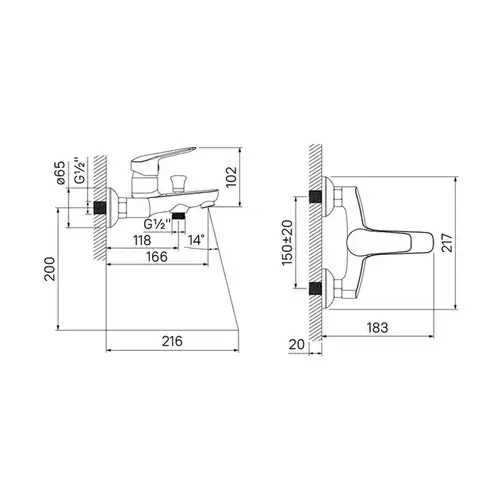 Смеситель ванны короткий излив Iddis Torr TORSB00i02WA - almatherm.kz