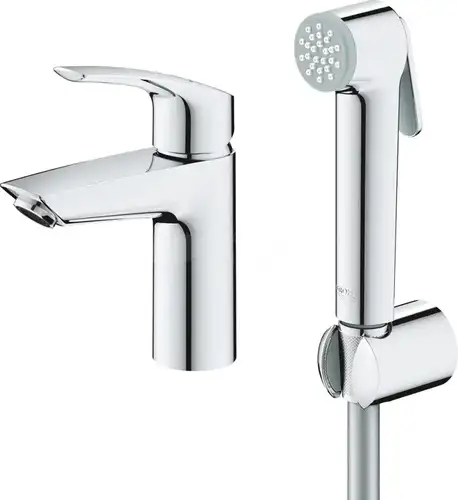 Смеситель раковины с гигиеническим душем хром размер S Grohe Eurosmart 23124003 - almatherm.kz