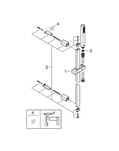 Душевой гарнитур 1 вид струи 27936000 Euphoria Cube GROHE - almatherm.kz