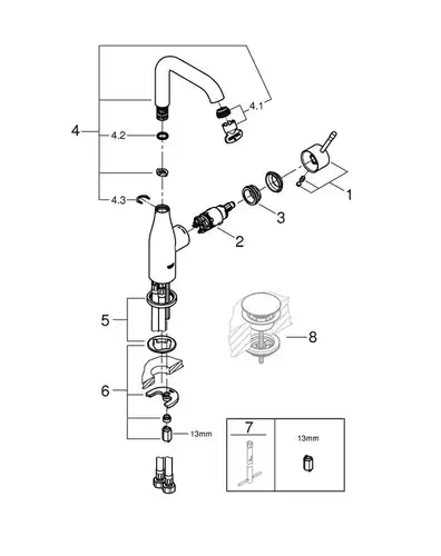 Смеситель раковины размер L Grohe Essence+ 23541001 - almatherm.kz