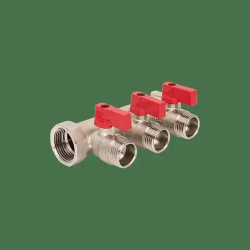 Коллектор НР с краном 2 выхода 3/4"x1/2" Aqualink - almatherm.kz