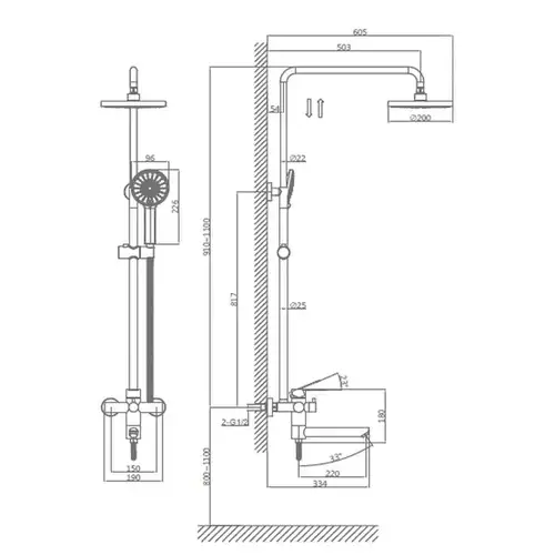 Душевая стойка Daiva DA 16-8 - almatherm.kz