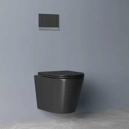 Унитаз подвесной безободковый Iddis Calipso CALR3BMi25 черный мат - almatherm.kz