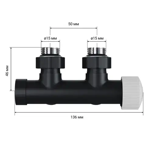 Узел нижний для радиатора термостатический угловой черный 1/2" М30х1,5 Royal Thermo Design Pro - almatherm.kz
