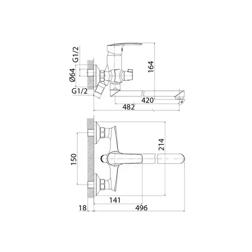 Смеситель ванны Iddis Ray RAYSBL2i10WA - almatherm.kz