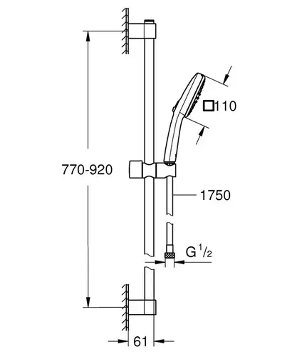 Душевой гарнитур 2 хром Grohe Tempesta Cube 110 26908003 - almatherm.kz