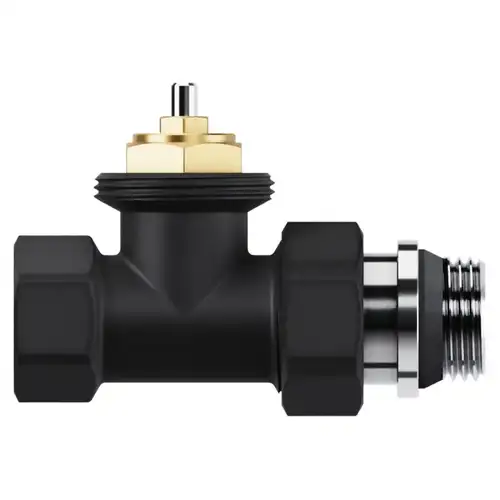 Комплект клапанов радиаторных термостатических прямой 1/2" черный Design Royal Thermo - almatherm.kz