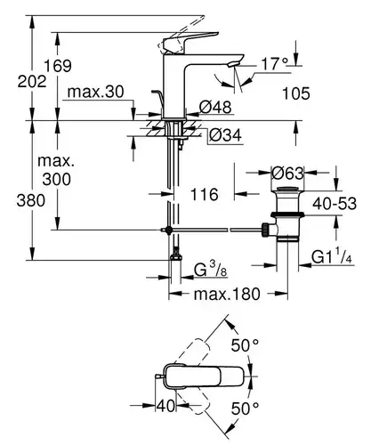 Смеситель раковины Grohe Cubeo M-size 1017490000 - almatherm.kz