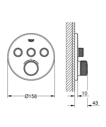 Панель термостатического смесителя Grohe Grohtherm SmartControl 29121000 - almatherm.kz