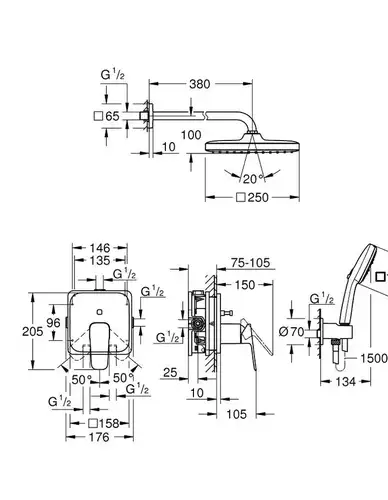 Душевая система скрытого монтажа Grohe Cubeo 1053360000 - almatherm.kz