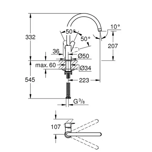 Смеситель кухни Grohe BauEdge OHM 31367001 - almatherm.kz