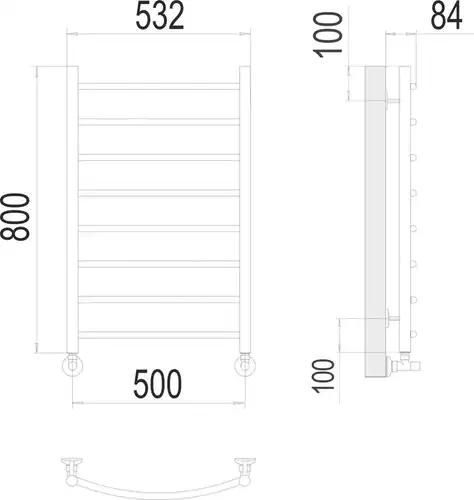 Полотенцесушитель Классик П8 1" НП 500x800 Terminus - almatherm.kz