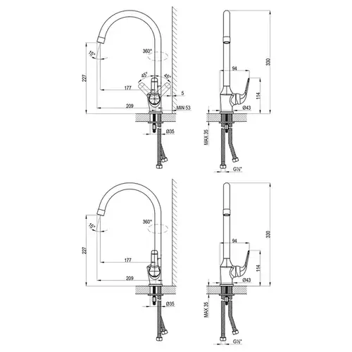 Смеситель кухни высокий излив Lemark Plus Advance LM1205C - almatherm.kz