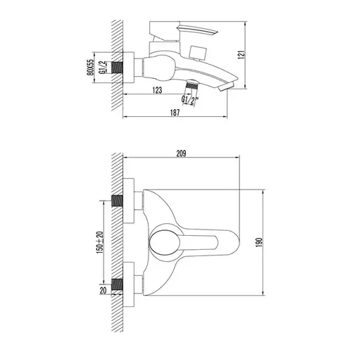 Смеситель ванны короткий излив Lemark Atlantiss LM3202C - almatherm.kz