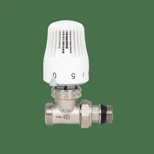 Клапан термостатический прямой 1/2" с термоголовкой Aqualink - almatherm.kz