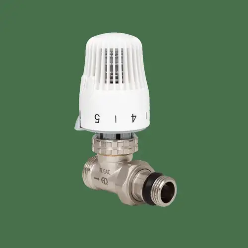 Клапан термостатический прямой 1/2" с термоголовкой Aqualink - almatherm.kz