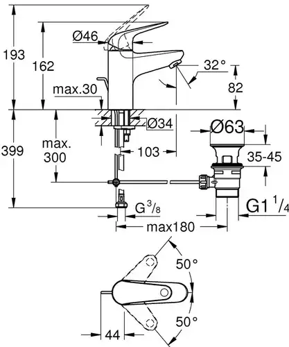 Смеситель раковины Grohe Euroeco 23262001 - almatherm.kz
